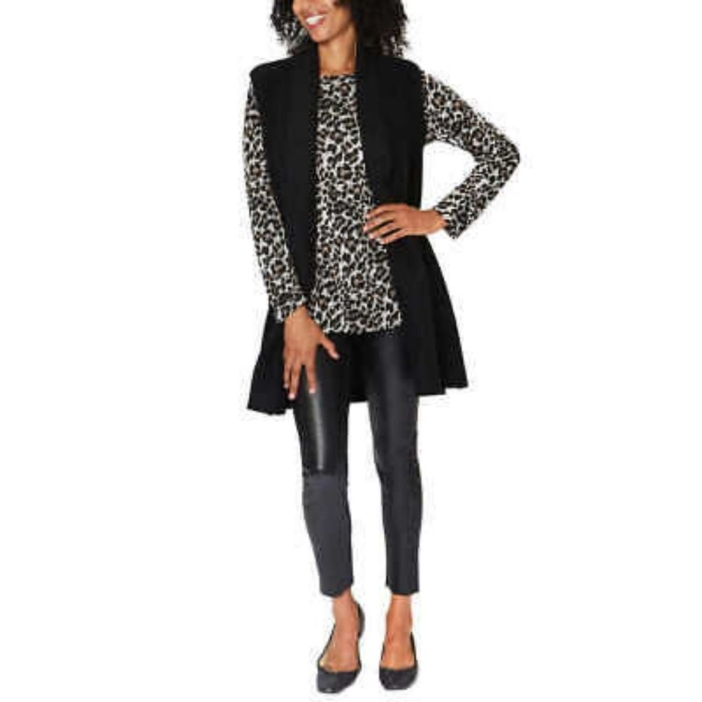 Mario Serrani Sleeveless Cardigan, Black